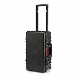 Amazon Basics Maleta Portátil Protectora Rígida Grande para Cámara y Accessorios, con Asa Retráctil y Ruedas Giratorias, Impermeable, Resistente a los Golpes, 55,6 x 34,8 x 24,9 cm, Negro, Sólido