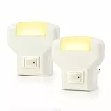 Annmore Luz Nocturna LED para Enchufe, Lampara Noche para Pasillo y Habitación Infantil Bebe, Blanco Cálido 3000K, 1W, con Interruptor (Moderno, 2)