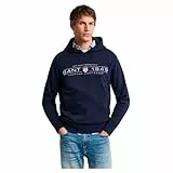 GANT Sudadera con Capucha gráfica, Azul Noche, L para Hombre