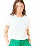 Tommy Hilfiger Camiseta de Manga Corta Mujer Heritage con Cuello Redondo, Blanco (Classic White), M