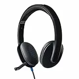 Logitech H540 Auriculares con Cable, Sonido Estéreo con Micrófono con Supresión de Ruido, USB, Controles Integrados en el Auricular, Indicador Luminoso de Silencio, PC/Mac/Portátil - Negro