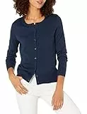 Amazon Essentials Jersey Cárdigan de Cuello a La Caja Ligero (Disponible en Tallas Grandes) Mujer, Azul Marino, L