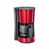 SEVERIN - Cafetera de goteo para 10 tazas, Cafetera de filtro / Cafetera americana con jarra de cristal, Con placa calefactora y desconexión automática, Negro / Rojo, KA 4817