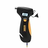 AUTDER Manómetro Digital para Neumáticos 5 en 1 con Luz de Trabajo LED, Martillo de Emergencia, Cortador de Cinturón, Medidor de Profundidad de la Banda de Rodadura y Pantalla LCD Retroiluminada