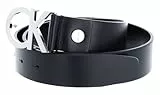 Calvin Klein Cinturón Mujer Ck Logo Belt 3.5 cm Cinturón de piel, Negro (Black), 100 cm