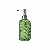 Dispensador de jabón de cristal de 400 ml con bomba de acero inoxidable, bomba verde, dispensador de loción, dispensador de jabón para baño, cocina, encimera, lavandería