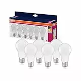 OSRAM LED Star VALUE A60, paquete de 6 bombillas, reemplaza bombillas incandescentes tradicionales de 60W, blanco cálido (2700K), 8W, casquillo E27, mate, no regulable