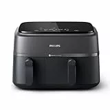 Philips Airfryer DualBasket - Cocina sano, rápido y versátil, 9L de capacidad, pantalla táctil, diseño con 2 cestas (NA350/00)