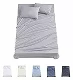 Todocama Juego de Sábanas de 4 Piezas - 3001 - Sábana Bajera Ajustable - Encimera - Dos Fundas de Almohada de 50x80cm, (Cama 105x190/200 cm, Gris Claro)