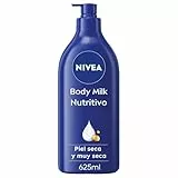 NIVEA Body Milk Nutritivo (1 x 625 ml), leche corporal que hidrata durante 72 h, crema hidratante corporal con aceite de almendras y ácido hialurónico, para piel seca