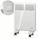 Taurus - Convector | 500W potencia | ideal para Baños | Con Montaje en Pared o Ruedas | Protección IP24 | Pantalla Digital | Programador Semanal