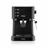 Ufesa Varese Cafetera Compacta Espresso y Capuccino, 1050W, Vaporizador Orientable, 20 Bares, 1 o 2 Cafés, Depósito 1.5L, Función Calienta Tazas