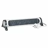 LEGRAND Regleta de enchufes con protección contra sobretensión, USB, con Interruptor, Enchufe múltiple con 4 Tomas de Corriente, Cable de 1,5 MTS, Color Blanco/Gris Oscuro 694507
