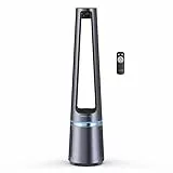 Rowenta 2 en 1 Purificador de Aire y Ventilador, 12 Velocidades, Oscilación, Filtra Partículas Finas hasta el 99,95%, Silencioso, Mando a Distancia, Plata, Eclipse, QU5030