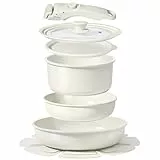 Ollas Y Sartenes De CeráMica Antiadherentes, Juego De 8 Piezas De Sartenes De InduccióN Fundidas A PresióN, Juego De Utensilios De Cocina Con Sartene Y Cacerolas, 100% Libre De Pfoa