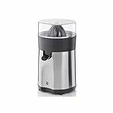 WMF Stelio - Exprimidor, 85 W, 2 conos intercambiables y colador extraíble de cromargan y cierre antigoteo, apto para limón, naranja y pomelo, acero inoxidable, cromargan