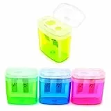 JUGUTA Sacapuntas Con Deposito 4 Piezas 4 Colores, Sacapuntas De Doble Agujero Con Y Tapa, Sacapuntas Portátiles Para Lápices Gruesos Y Finos, Maquineta Para Niños, Sacapuntas Para Escuela, Oficina