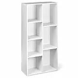 Amazon Basics Estantería con 7 compartimentos, estante de oficina, librería, salón, dormitorio, cubo, Blanco, 50 x 24 x 106 cm