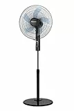 Orbegozo SF 1140, Ventilador de pie, 3 velocidades, 45 W, 5 aspas de 40 cm de diametro, cabezal oscilante, base redonda, muy silenciosa, altura 128 cm, color negro