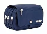 MILAN® Estuche portatodo 4 cremalleras con solapa 1918, azul