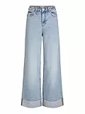 JJXX Jxtokyo Wide Fold Up HW Jeans R6169 Dnm Pantalón, Mezclilla De Color Azul Claro, 32W / 32L Mujeres