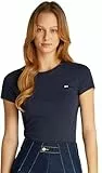 Tommy Jeans Camiseta de Manga Corta para Mujer Slim Cuello Redondo, Azul (Dark Night Navy), XL