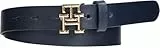 Tommy Hilfiger Cinturón Mujer TH Logo 2.5 Cinturón de piel, Azul (Space Blue), 90 cm