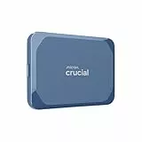 Crucial X10 2TB SSD Externo Portátil, hasta 2100MB/s, USB-C 3.2 Gen2, Clasificación IP65 de resistencia al agua y al polvo, Disco Duro Sólido Externo, Azul Mate - CT2000X10SSD9-02