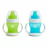 Munchkin Vaso de Aprendizaje para Bebé, Set de Vasos con Boquilla, Asas y Tapa, Vaso Antiderrame Libre de BPA, Apto para Lavavajillas, Bebés a Partir de 4 Meses, Lote de 2 x 118 ml, Verde/Azul