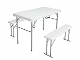 KG KITGARDEN - Set Picnic Mesa Plegable + 2 Bancos, 113x62x71cm, Blanco - Folding Picnic
