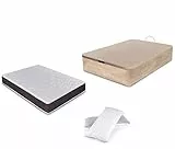 DORMIDAN - Pack de canapé abatible de Gran Capacidad + colchón viscoelástico + Almohada visco Copos de Regalo (150_x_190_cm, Roble)