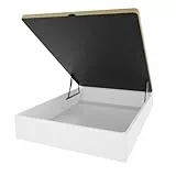 amuéblate online - Canapé Abatible de Madera Súper Reforzado con Gran Capacidad, Esquinas Redondeadas, 135 x 190, Blanco