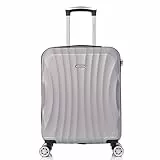 RAYKONG Maleta de Cabina ABS 55x40x20cm (40L) - Maletas de Viaje Pequeñas Ligeras 20 Pulgadas - Plateada