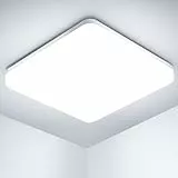 OUILA Plafon LED Techo, 20W 2000LM 6500K, IP44 Blanco Frío Cuadrado Ultra Delgado Luz LED Techo Para Salon Baño Balcón Dormitorio Pasillo Cocina