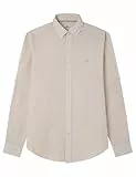 Springfield Striped Cotton Slub Shirt Camisa A Rayas, Beige, M para Hombre