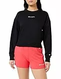 Champion Legacy American Classics Powerblend Terry Small Logo Crop Boxy Crewneck Sudadera, Negro, XL para Mujer