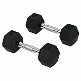 HOMCOM Juego de Mancuernas Hexagonales 2 x 5 kg Juego de Pesas con Barras de Conexión Kit de Entrenamiento de Fitness para Gimnasio en Casa