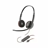 Auricular Poly Blackwire 3220 con cable - Micrófono con cancelación de ruido - Diseño estéreo - Conexión a PC/Mac mediante USB-C o USB-A - Funciona con Teams y Zoom