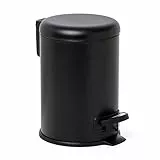 Tatay Papelera Baño con Pedal de Acero Inoxidable, 3L de Capacidad, Interior Extraíble, Cierre con Caída Amortiguada, Libre de BPA, Color Negro, Medidas 17.5 x 22.5 x 25 cm