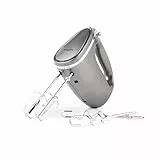 Batidora eléctrica de mano Salter EK4249COSVDEEU10, con batidores y ganchos amasadores, 5 velocidades ajustables y modo turbo, para batir y mezclar alimentos, colección Cosmos, gris, 300 W
