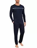 Marvmys Pijama Hombre Invierno Algodón Pijamas de Hombre Manga Larga Conjunto de Pijama Hombre Largo con Bolsillos