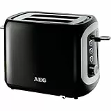 AEG AT3300 - Tostadora Serie 3 de Doble Ranura - 940W, 7 Niveles de Potencia, Función Descongelar, Soporte Bolleria, Bandeja Recogemigas Extraíble, Indicadores Luminosos, Aislamiento Térmico, Negro