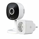 NIVIAN cámara + Enchufe WiFi 2.4Ghz-Grabación en MicroSD(No incluida)-2K-Deteccion de Humanos-Audio bidireccional-Apta Interior-Compatible con Amazon Alexa y Google Home–Control Remoto con App Tuya