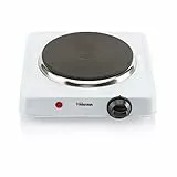 Tristar Hornillo Eléctrico, 1000W, 15 cm, 5 Niveles de Temperatura, Base Antideslizante, Carcasa Resistente al Calor, Portátil, Fácil de Usar, Ideal para Cocinas Pequeñas y Camping, KP-6185