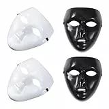 KSBBHDS Máscara de 4 piezas, máscara de mascarada, máscara de carnaval, máscara de cara completa, accesorio para disfraz, máscara de mascarada, accesorio para cubrir la cara (negro, blanco)