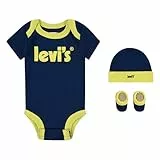 Levi's Juego de 3 piezas de póster LHN NL0280 con logotipo para niños, azul estate, 0-6 meses, azul (Estate Blue), 0-6 meses