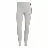 adidas Mujer Essentials 3-Stripes Cotton Leggings, Medium Grey Heather/Black, L