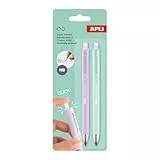 APLI 20065 - Pack de 2 Lápices Infinito gris HB retráctiles con cuerpos de color Lila y Verde