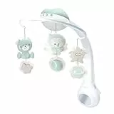 Infantino Proyector Musical Móvil 3-en-1 Convertible, Luz Nocturna y Proyector Infantil para Cuna, Modo Despertador para Simular la Luz del Día, 6 Melodías & 4 Sonidos de la Naturaleza, Salvia