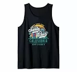 Retro Santa Cruz Beach California Sol Arena Surf Palmeras Camiseta sin Mangas